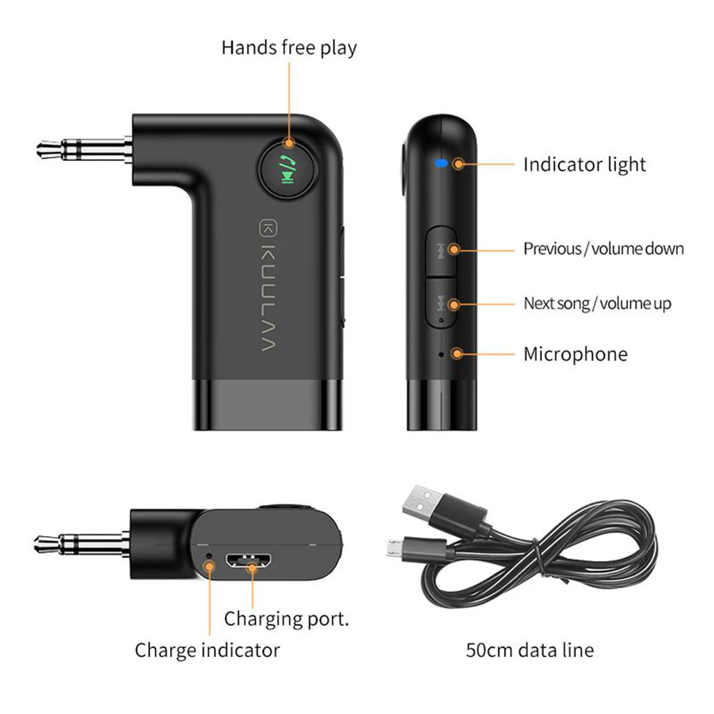 Kuulaa AUX car Bluetooth Receiver 3.5MM Jack Audio Music Bluetooth V5.0 - Image 3