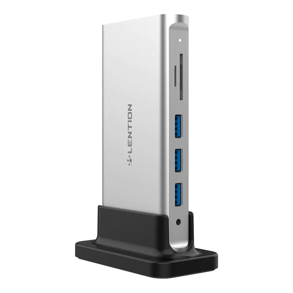Lention 10-in-1 Long Cable USB-C Docking Station (CB-D55) | 4K HDMI, VGA, Gigabit Ethernet, SD Card Reader