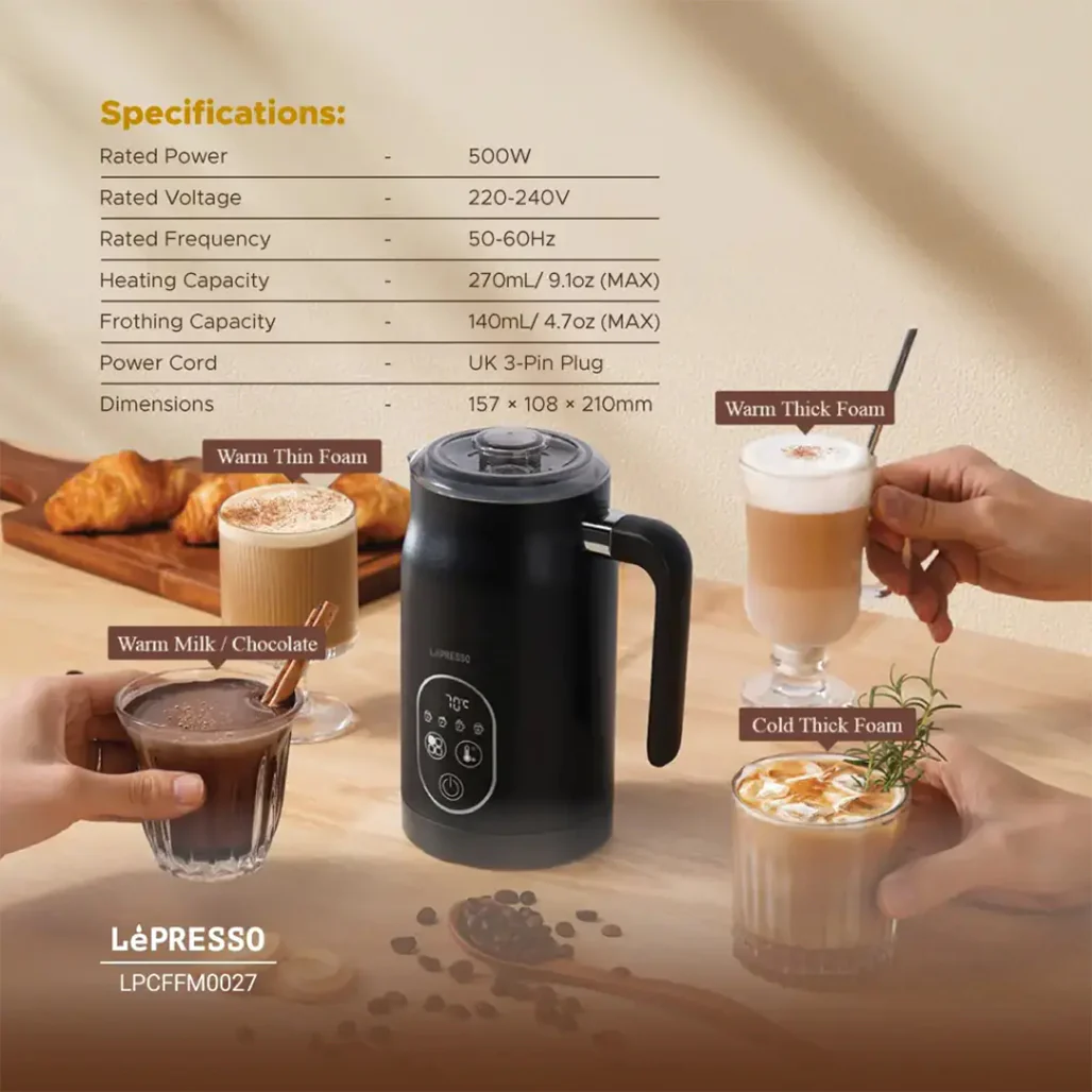 Lepresso Four Froth Milk Frother - Black - Image 8