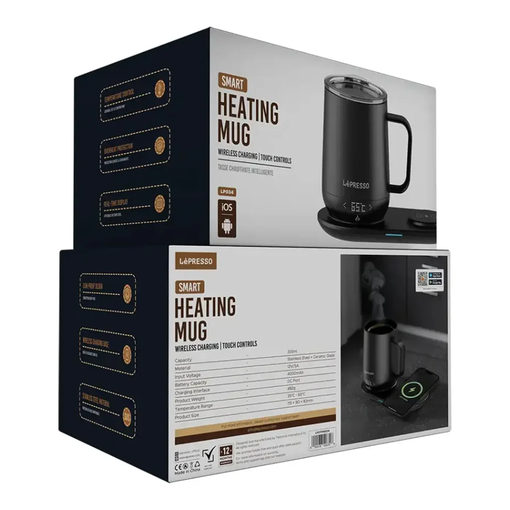 Lepresso Smart Heating Mug – Temperature-Controlled Black Mug with Wireless Charging - Image 4