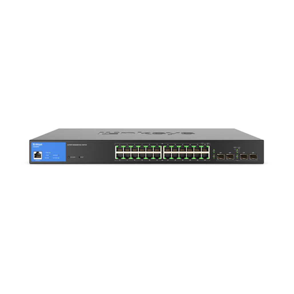 Linksys LGS328PC 24-Port Managed Gigabit PoE+ Switch with 250W Power and 4 SFP Uplinks