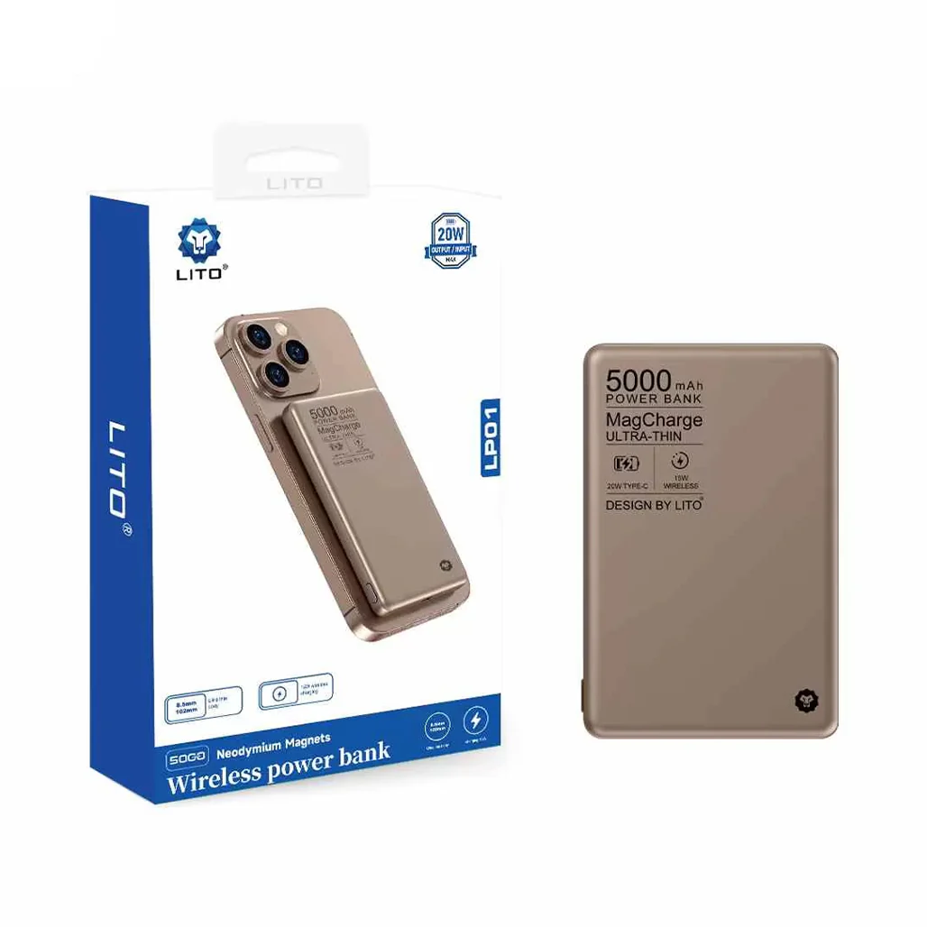 Lito LP01 5000mAh Wireless Magnetic Power Bank – 15W MagSafe Charging, 20W PD Fast Charge - Image 5