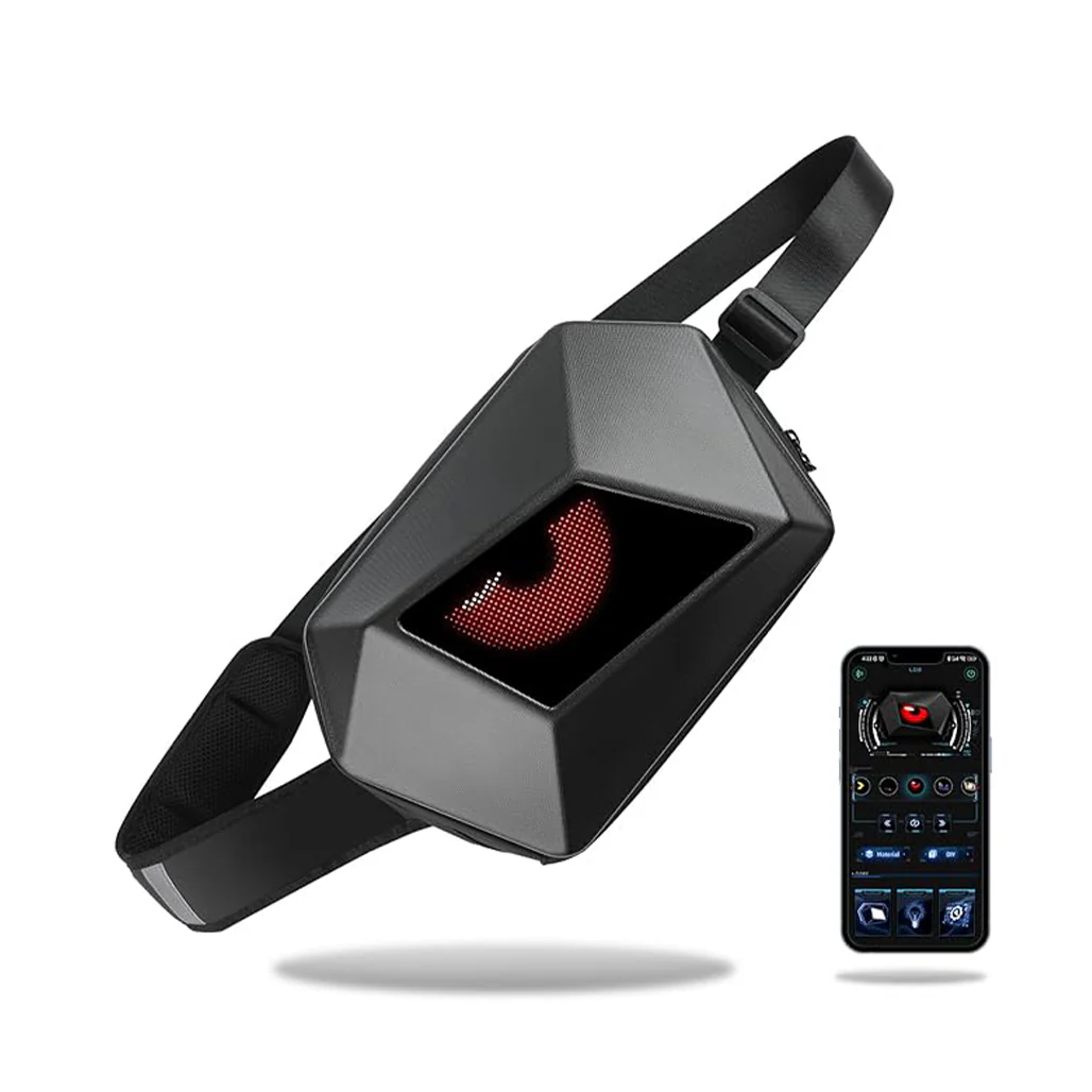 LOY LED Sling Bag - Black | Personalized LED Screen, Waterproof, Adjustable Crossbody Design