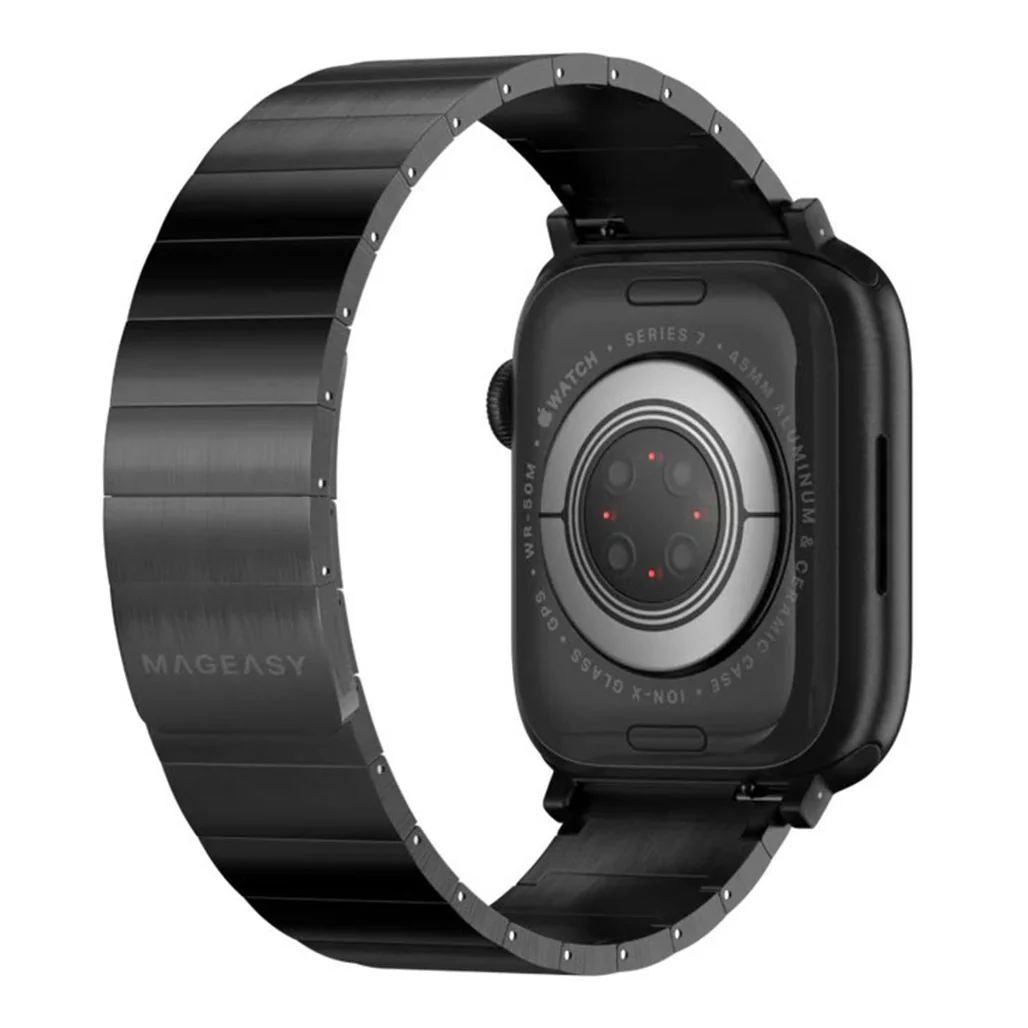 Mageasy Maestro M Magnetic Stainless Steel Band for Apple Watch 38mm/40mm/41mm - Elegant Black Chain Strap - Image 4