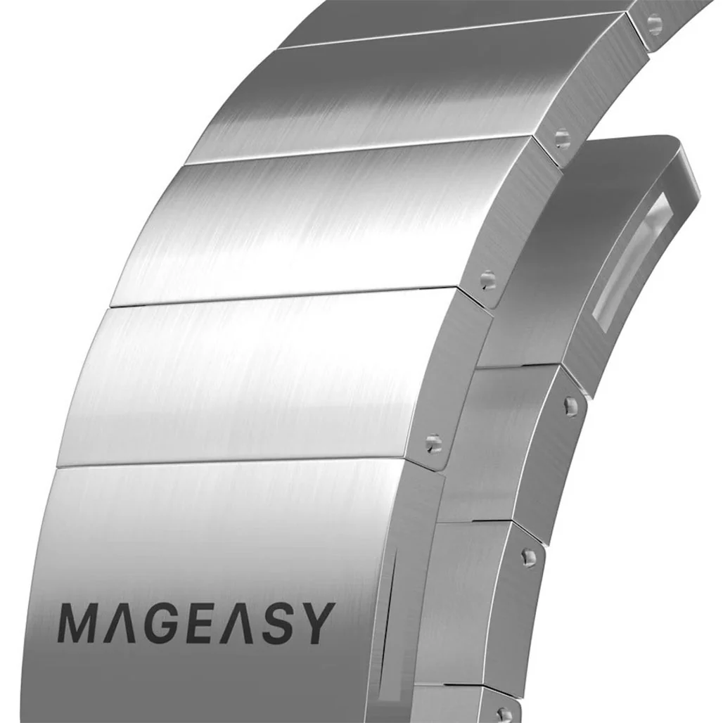 Mageasy Maestro Magnetic Stainless Steel Band for Apple Watch 42mm/44mm/45mm/49mm - Silver Chain Strap - Image 6