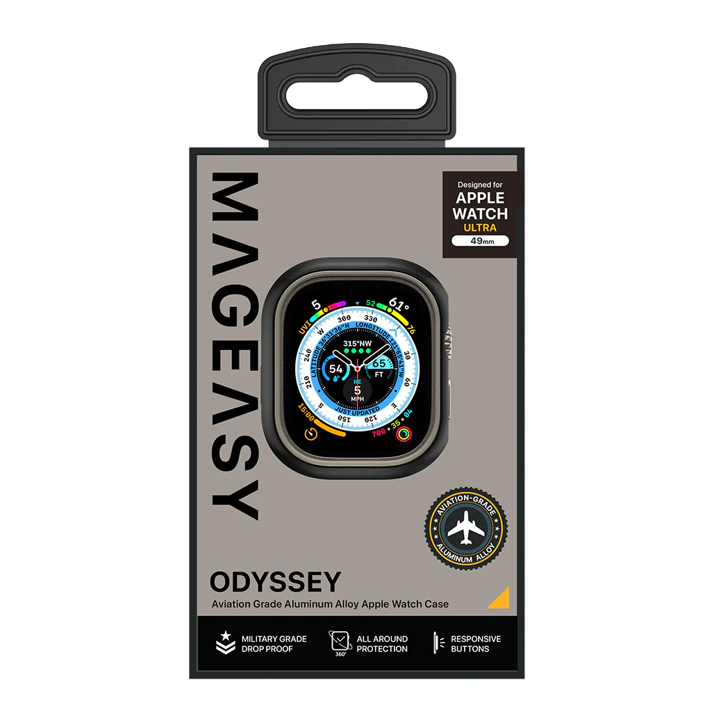 Mageasy Odyssey Aviation Grade Aluminum Alloy Case for Apple Watch Ultra 49mm - Midnight Black - Image 3