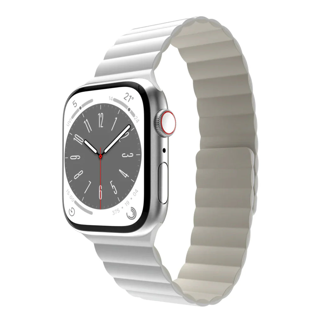 Mageasy SKIN Silicone Magnetic Apple Watch Band 38mm/40mm/41mm - White | Waterproof & Sweat-Resistant - Image 3
