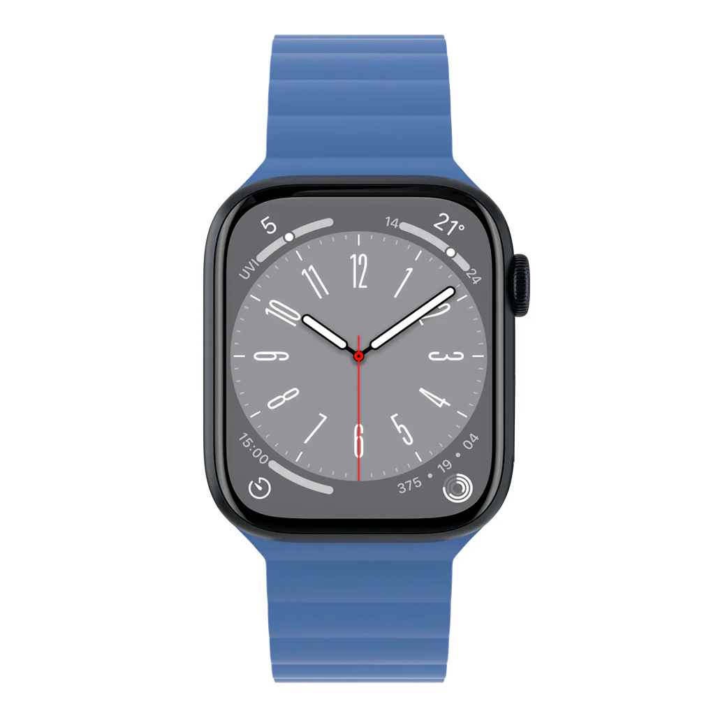 Mageasy SKIN Silicone Magnetic Apple Watch Band 44mm/45mm/49mm - Blue | Waterproof & Sweat-Resistant - Image 2
