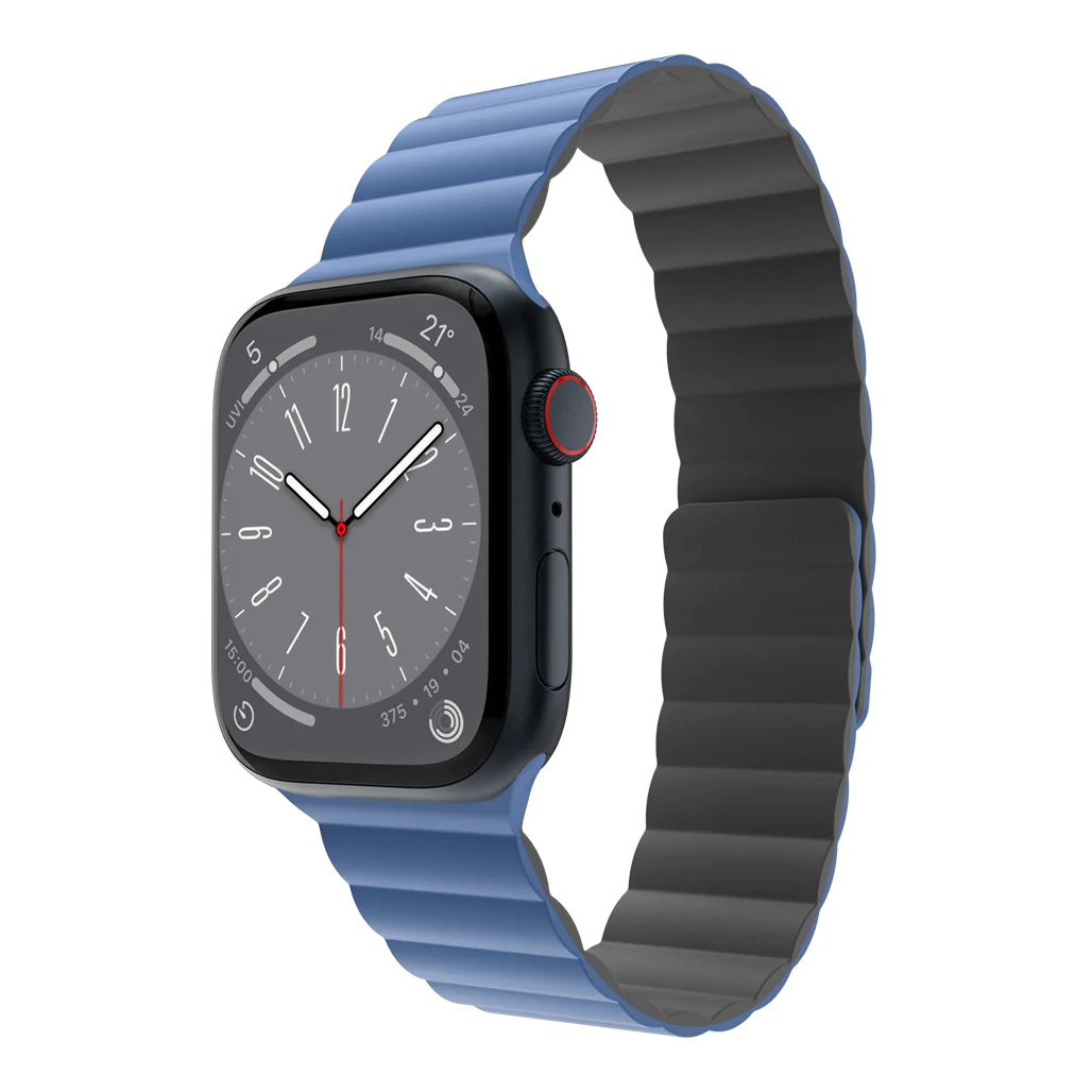 Mageasy SKIN Silicone Magnetic Apple Watch Band 44mm/45mm/49mm - Blue | Waterproof & Sweat-Resistant - Image 3