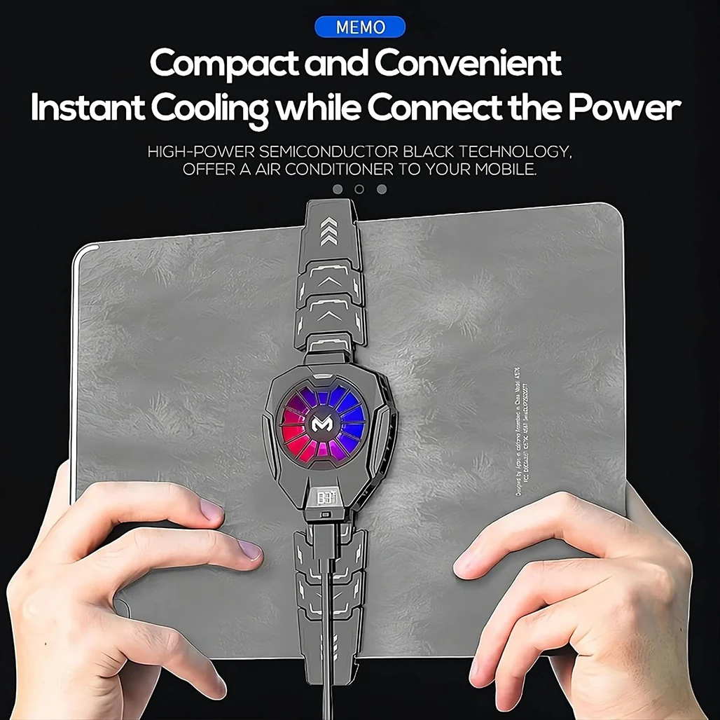 MEMO DL05 Tablet Cooler with LED Temperature Display, RGB Lighting & USB-C – Universal Fit for iPad and Tablets - Image 6