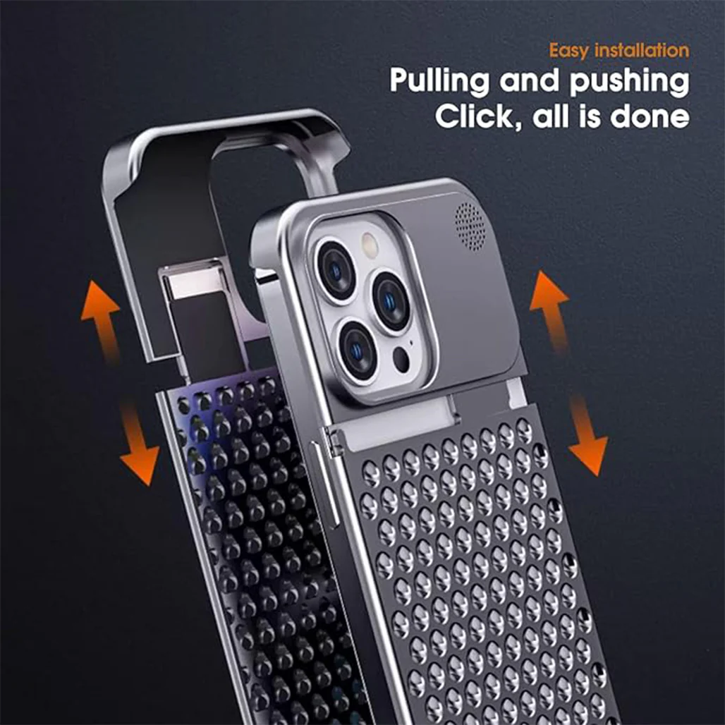 Metal Heat Dissipation Phone Case For iPhone 15 Pro/15 Pro Max- Silver - Image 4