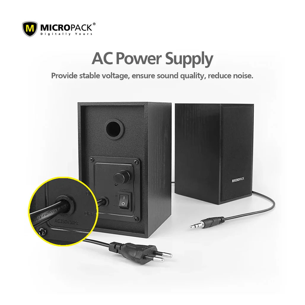 Micropack MS-215A - Wired Multimedia Wooden Speakers - Image 3