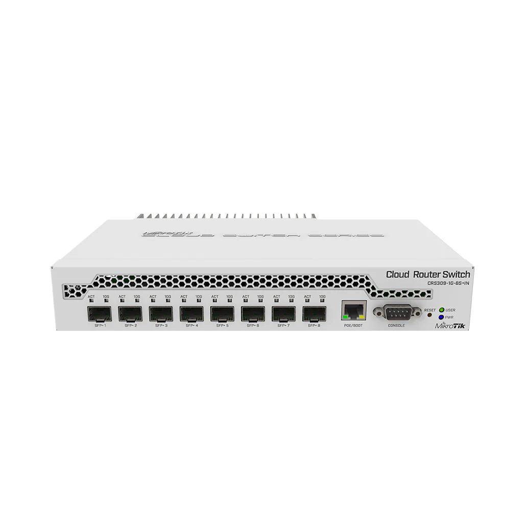 MikroTik CRS309-1G-8S+IN Desktop Switch | 1 Gigabit Ethernet Port, 8 SFP+ 10Gbps Ports