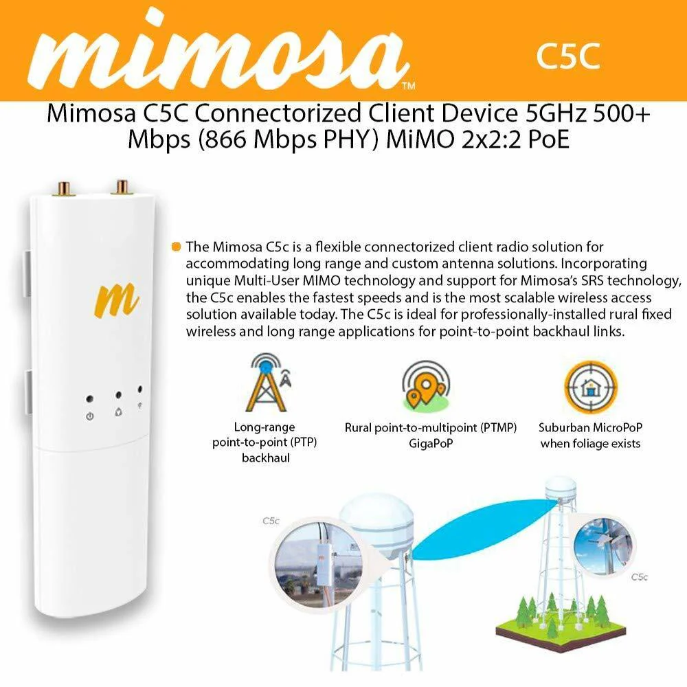 Mimosa C5c Connectorized Long Range Client PoE