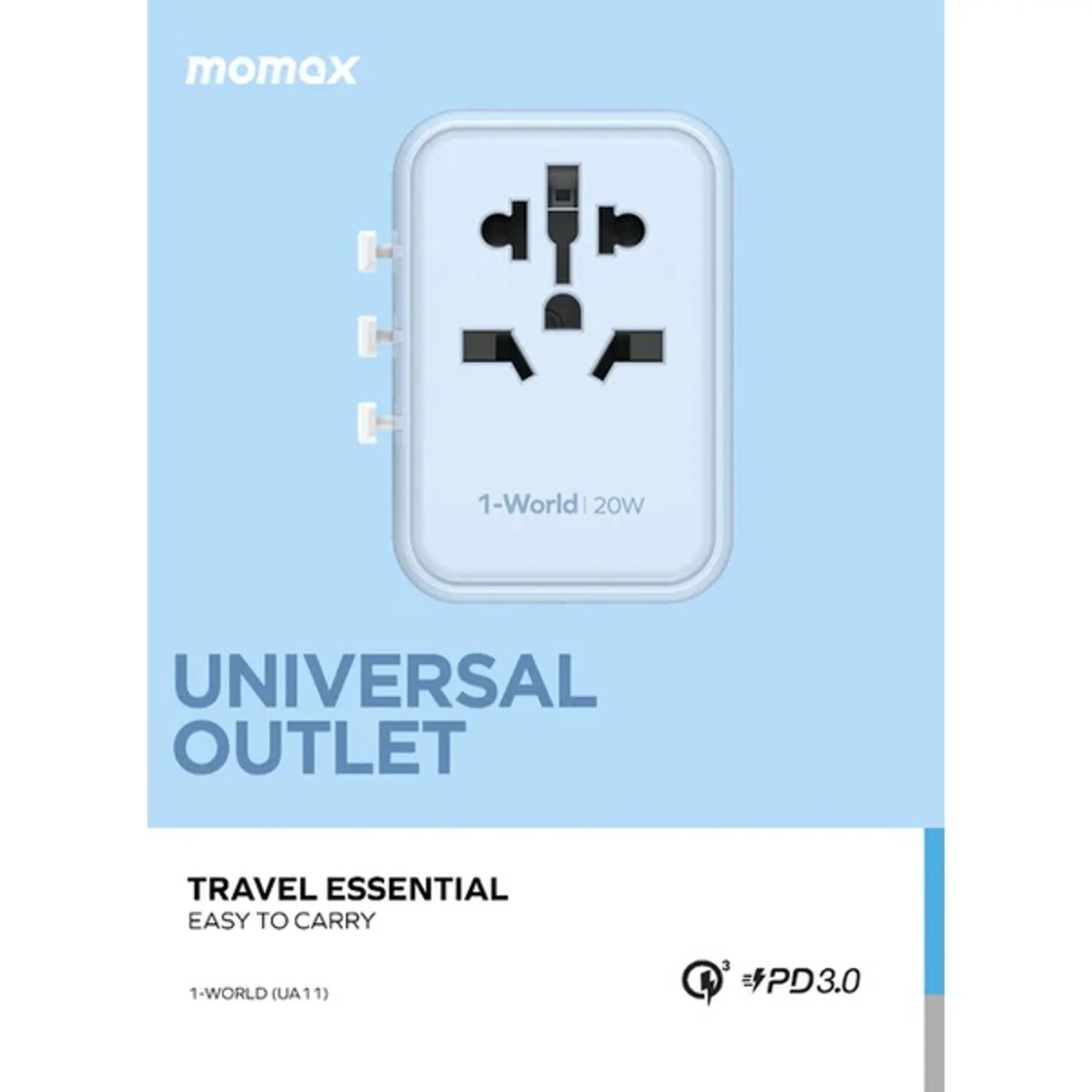 Momax 1-World 20W 3 Ports AC Travel Adapter - Versatile Charging for 150+ Countries - Image 2
