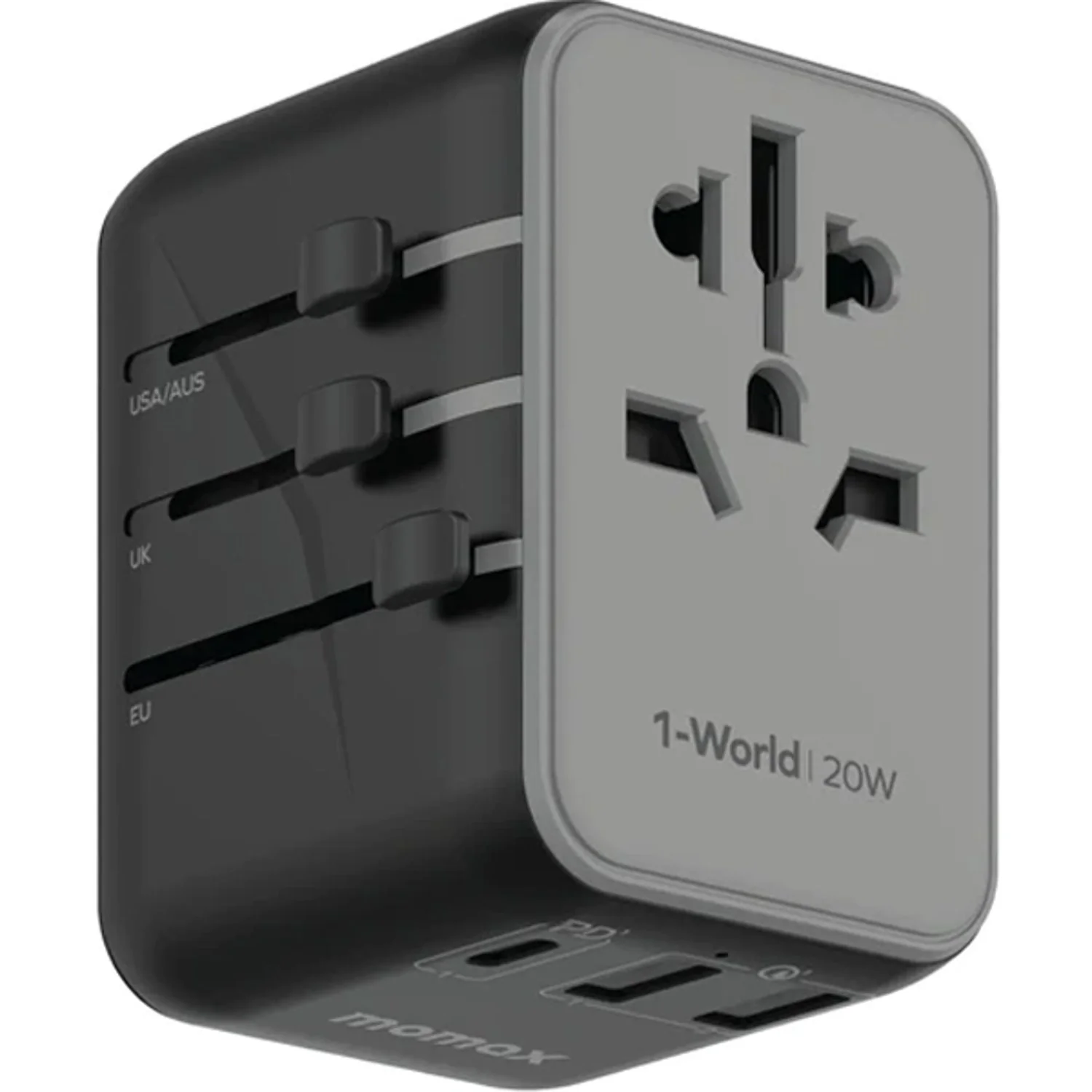Momax 1-World 20W 3 Ports AC Travel Adapter - Versatile Charging for 150+ Countries - Image 5