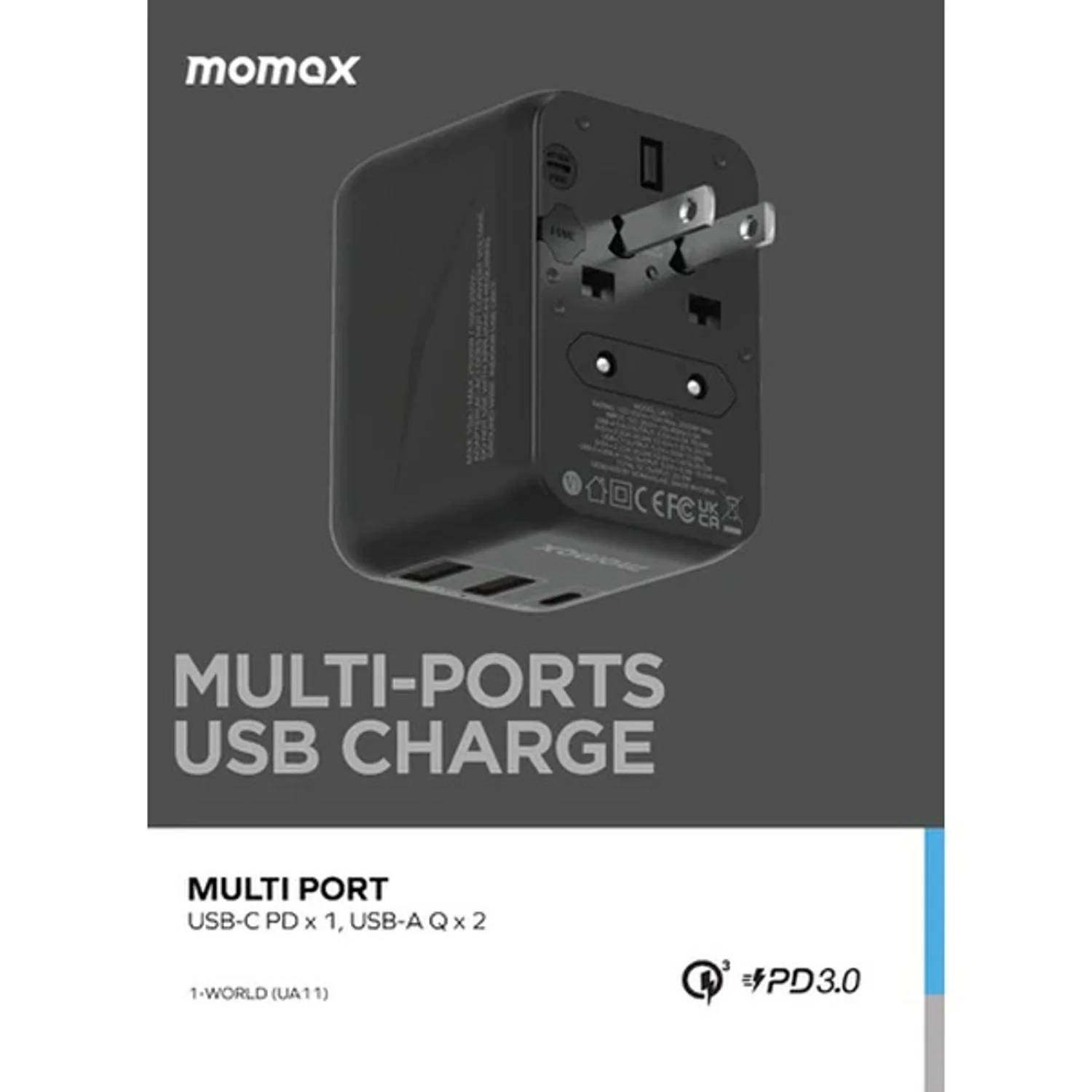 Momax 1-World 20W 3 Ports AC Travel Adapter - Versatile Charging for 150+ Countries - Image 8