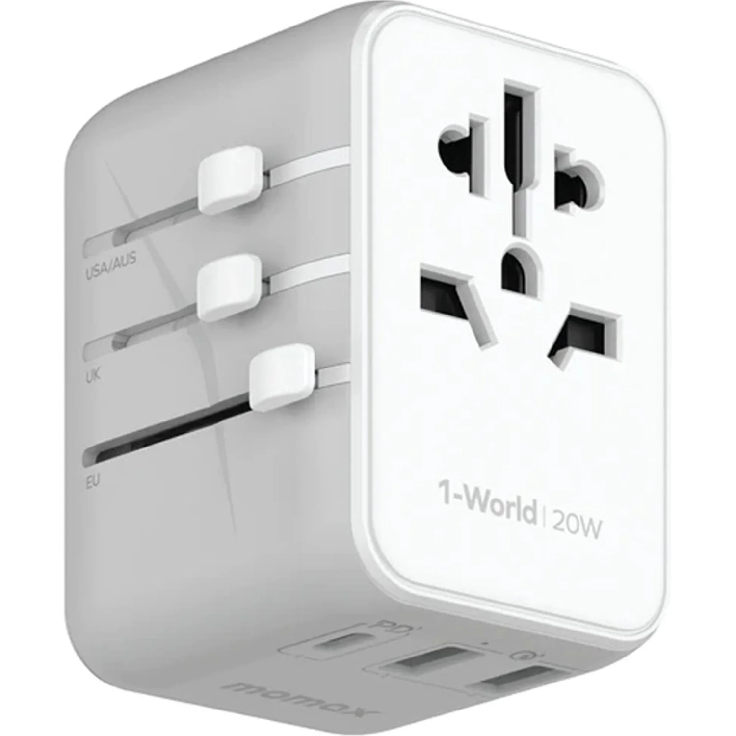 Momax 1-World 20W 3 Ports AC Travel Adapter - Versatile Charging for 150+ Countries - Image 9