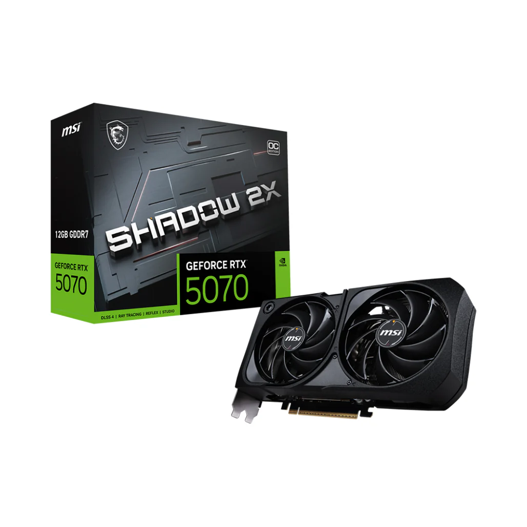 MSI GeForce RTX 5070 12G SHADOW 2X OC Graphics Card – Blackwell Architecture, DLSS 4, SFF-Ready