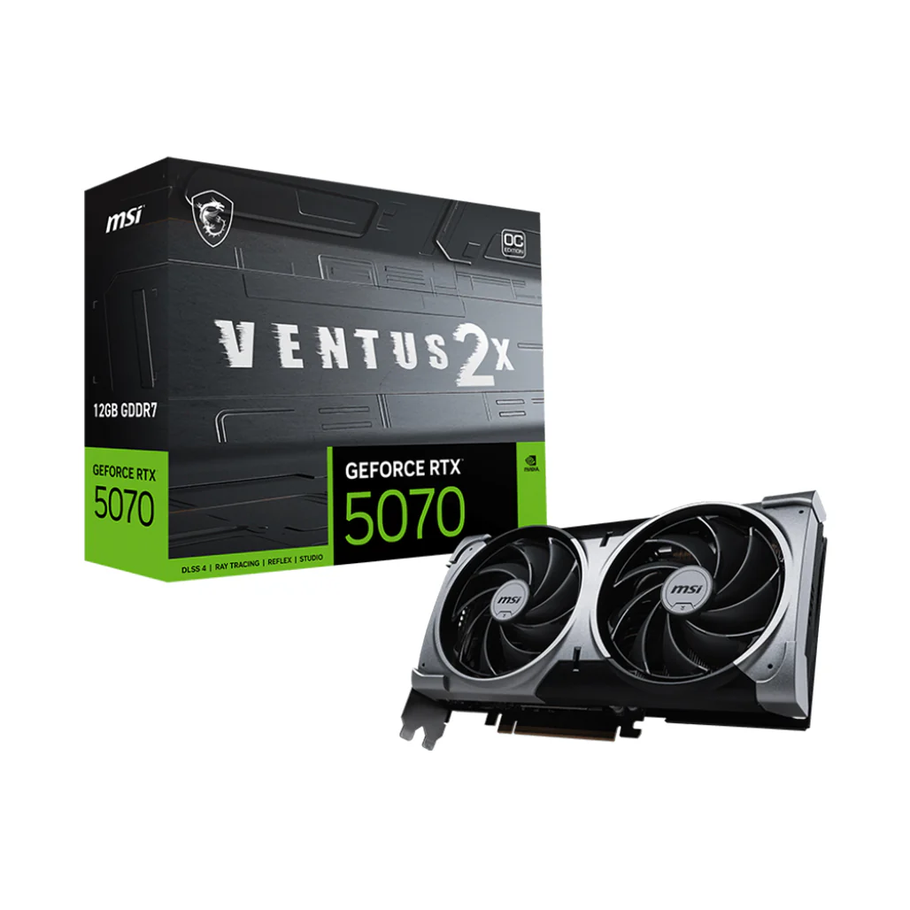 MSI GeForce RTX 5070 12G VENTUS 2X OC Graphics Card – GDDR7, DLSS 4, Ray Tracing, PCIe Gen 5