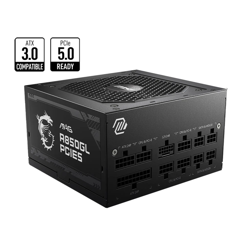 MSI MAG A850GL – 850W PCIe 5.0 Power Supply with 80 PLUS Gold Certification and Full Modular Design - Image 4