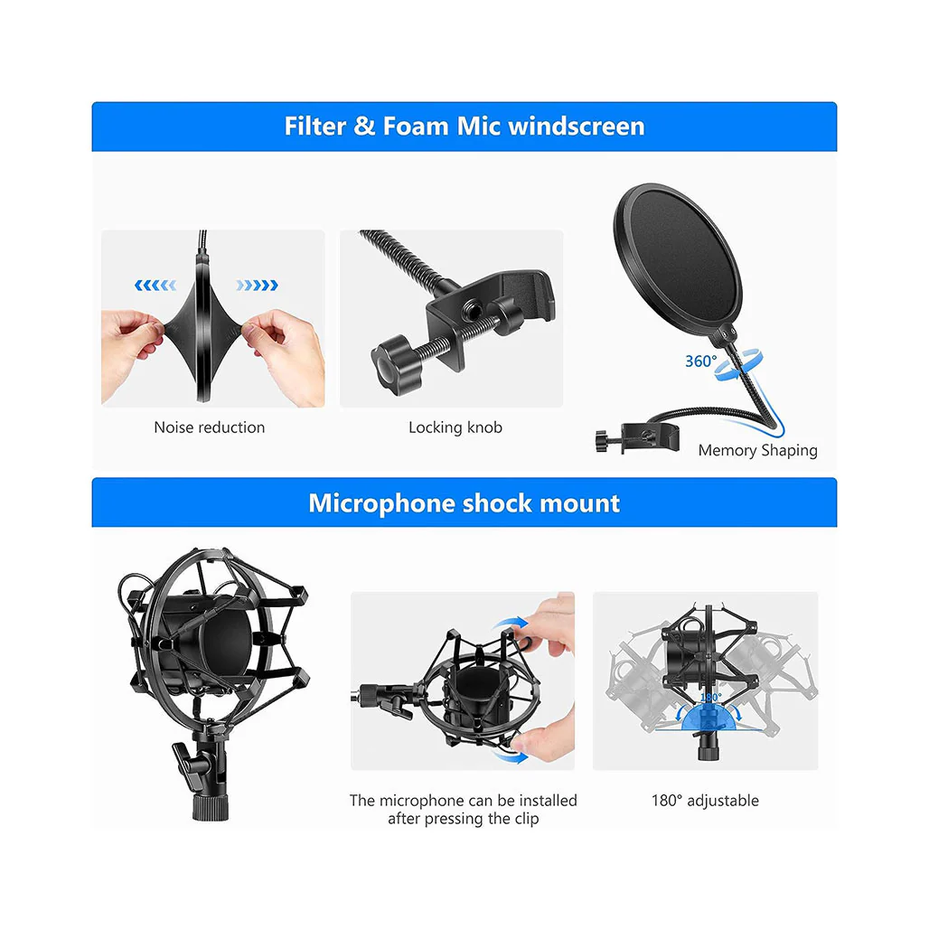 Neewer NW-700 Professional Studio Condenser Microphone Kit with NW-35 Adjustable Scissor Arm Stand and Shock Mount - Image 5