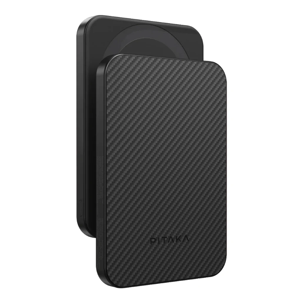 Pitaka Aramid Fiber Magnetic Power Bank – 5000mAh Slim Qi2 Fast Wireless Charger with Magnetic Attachment
