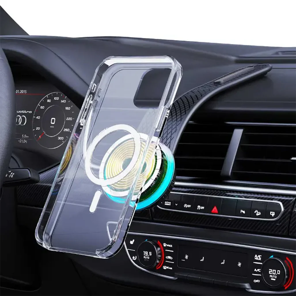 Porodo 15W Magnetic Wireless Car Mount with Dual Port Fast Charger & 1M USB-C Cable – Black - Image 5