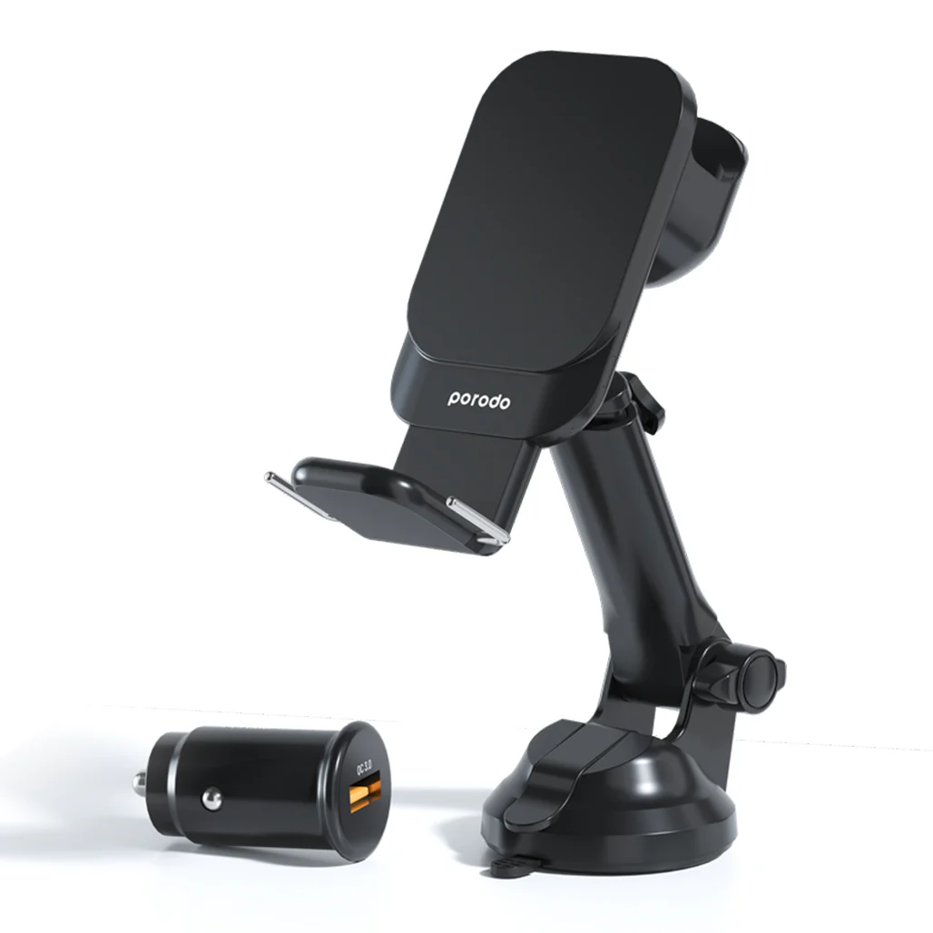 Porodo 3-in-1 MagSafe Car Mount with 15W Wireless Fast Charging for Smartphones, AirPods, and Smartwatches | PD-3IN1CMT-BK