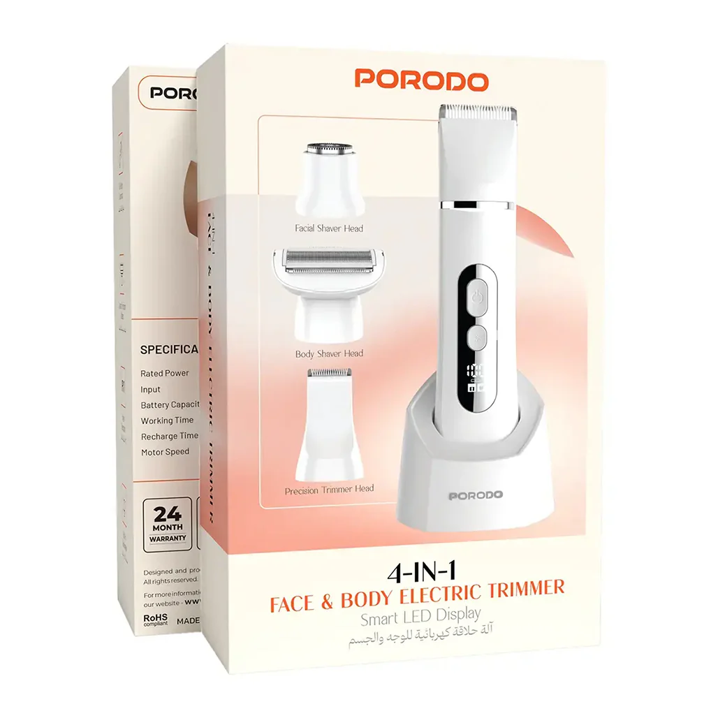 Porodo 4-In-1 Face & Body Electric Trimmer with Smart LED Display - Image 6