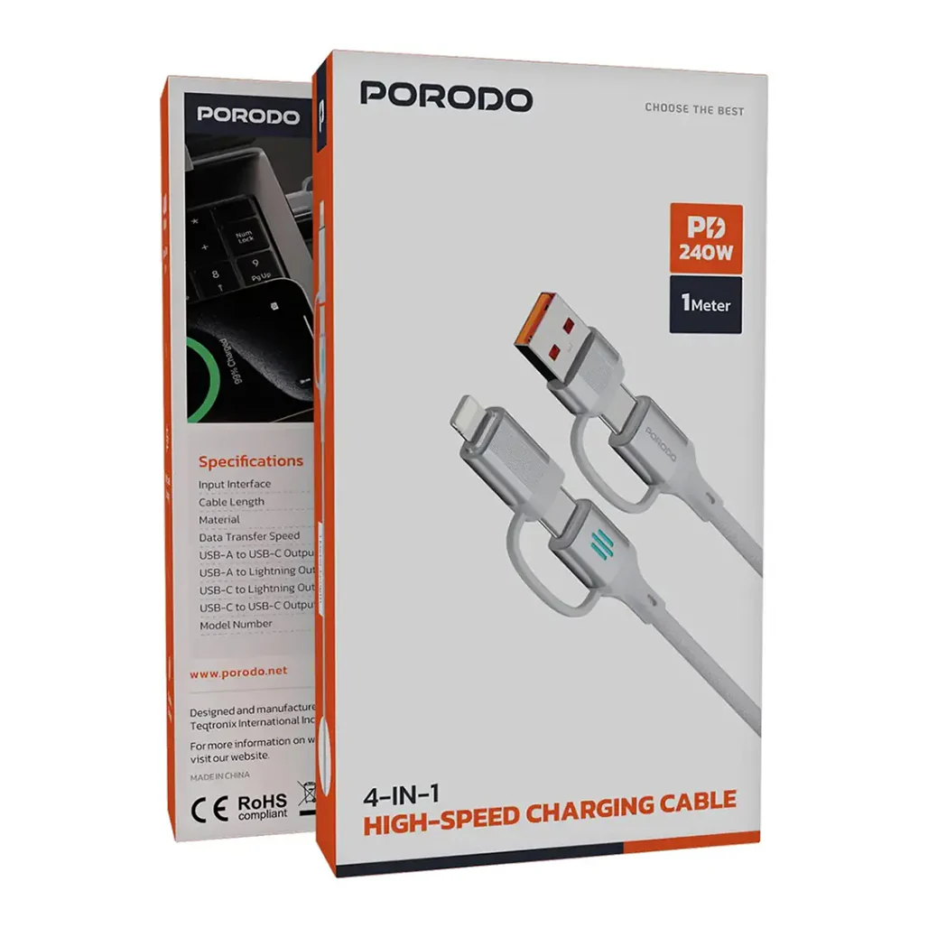 Porodo 4-In-1 High-Speed Charging Cable PD 240W - Image 6