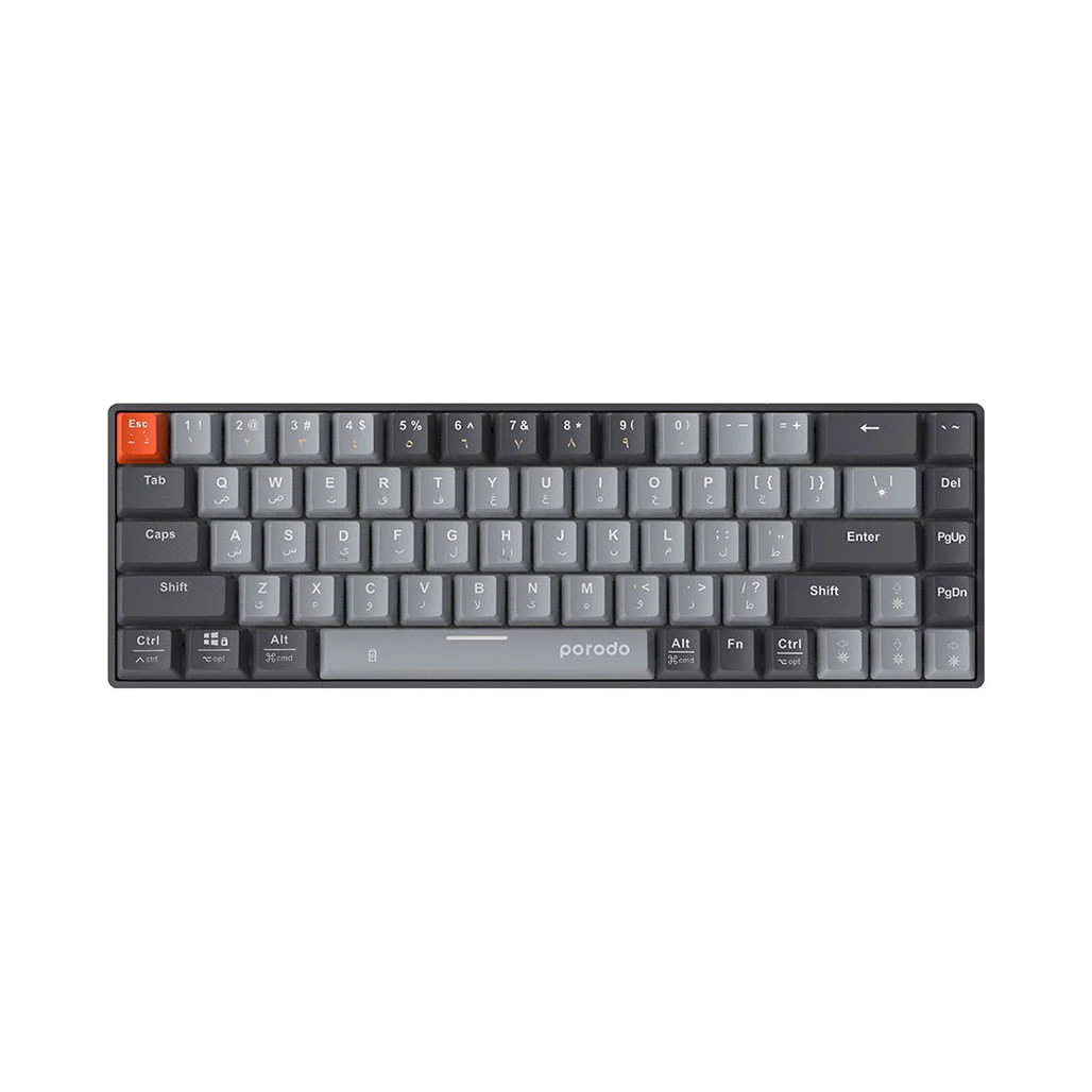 Porodo 68-Keys Wireless Mechanical Keyboard (English/Arabic)