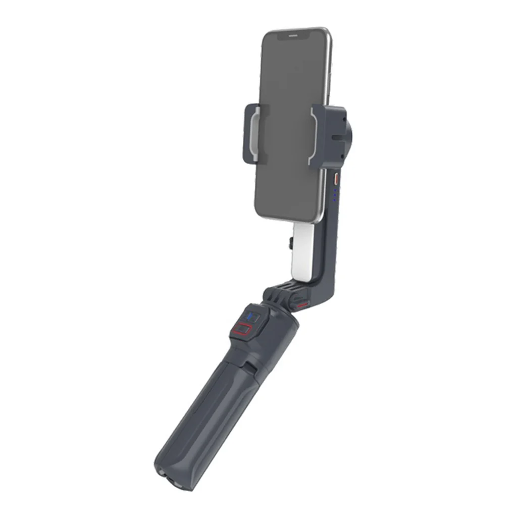 Porodo Anti-Shake 2-Axis Gimbal Stabilizer with Rotatable Central Control, Built-in Tripod, and 3-Mode Light for Smartphones & Action Cameras - Image 2