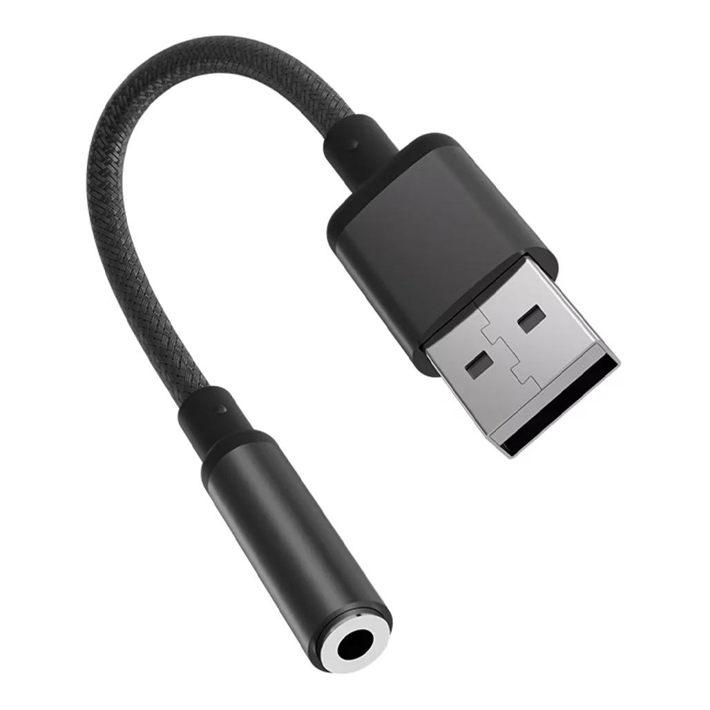 Porodo Audiolink Female 3.5mm Audio Jack to USB-A Adapter  | 10cm Cable Length - Black Color | (PDCBL0041BK) - Image 2