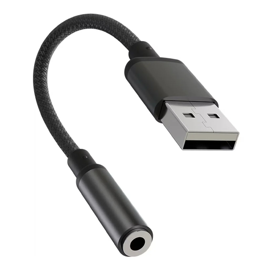 Porodo Audiolink Female 3.5mm Audio Jack to USB-A Adapter  | 10cm Cable Length - Black Color | (PDCBL0041BK) - Image 4