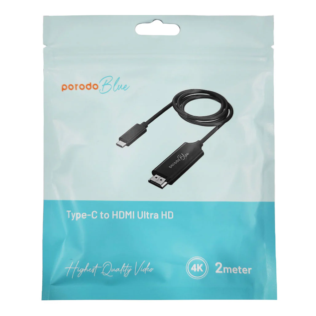 Porodo Blue PB-HDC2M-BK Type-C to HDMI Ultra HD 4K 2m
