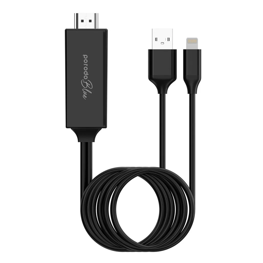 Porodo Blue PB-HDLA2M-BK Lightning to HDMI Ultra HD - Image 2