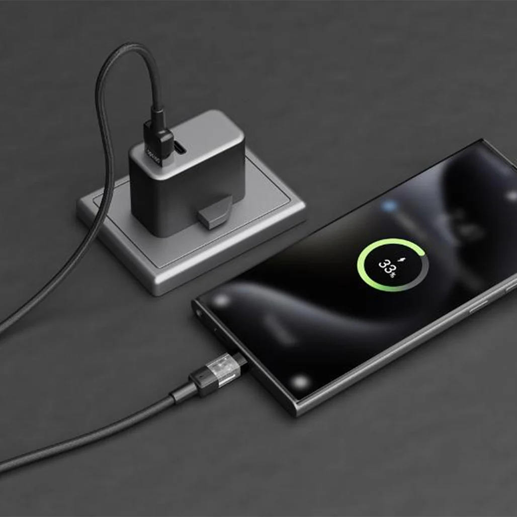 Porodo Braided 3A PD USB-A to USB-C Fast Charging Cable, Durable 1.2M Transparent Head – Black - Image 3