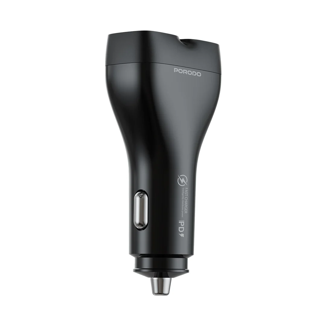 Porodo Dual Power Car Charger with USB-C to USB-C Cable - PDFWCH085CBK - Image 3