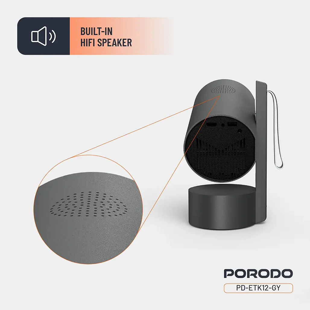 Porodo Full HD Smart Projector - Gray - Image 7