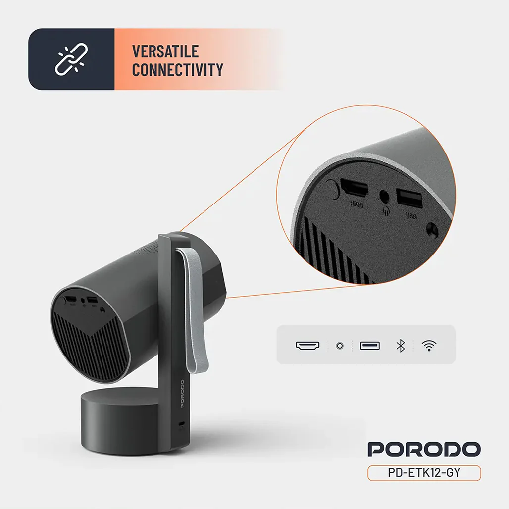 Porodo Full HD Smart Projector - Gray - Image 5