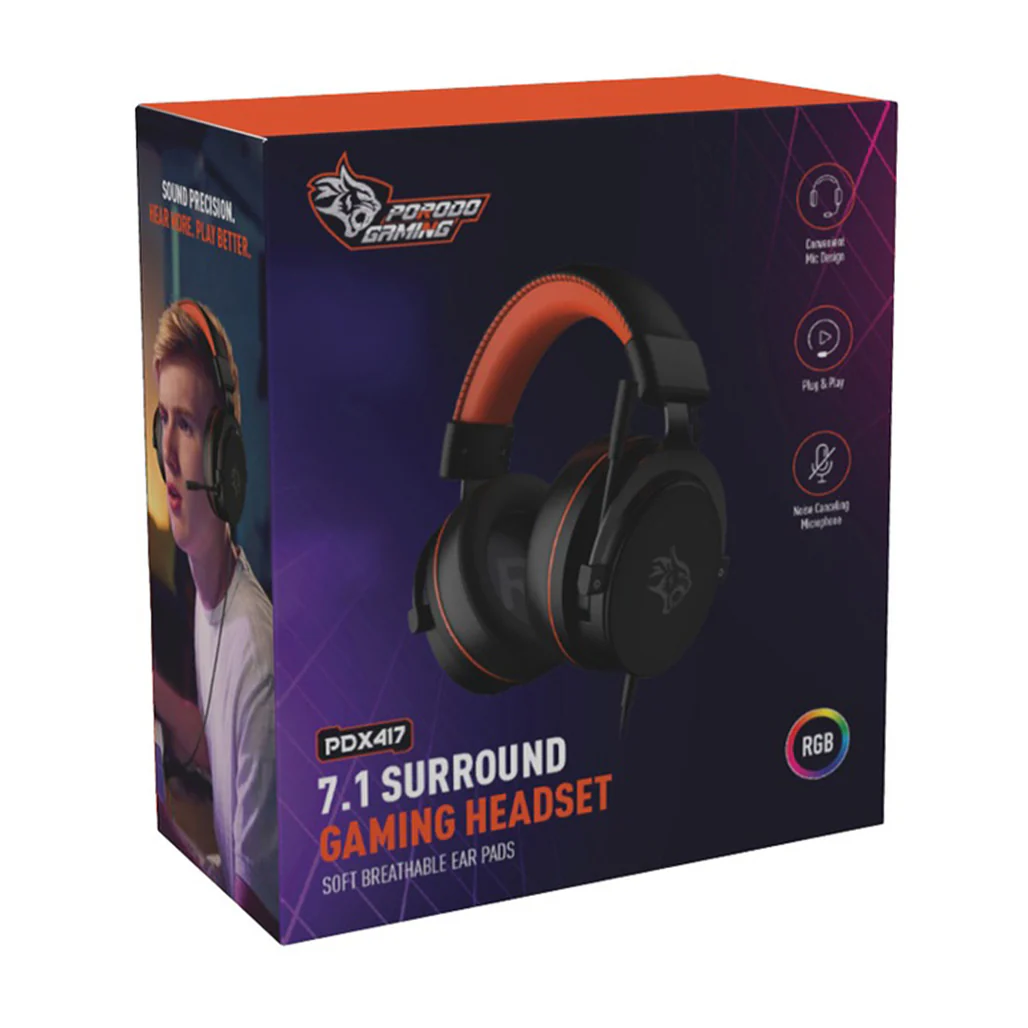 Porodo Gaming PC RGB ENC Gaming Headphones - Black - PDX417-OGBK - Image 2