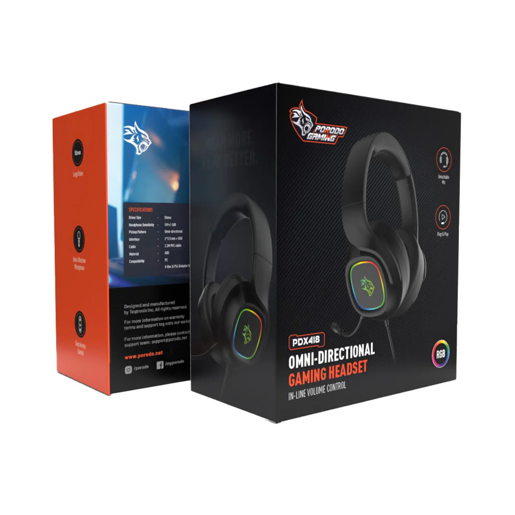 Porodo Gaming PDX418 RGB Headphone with Detachable Microphone - Image 4