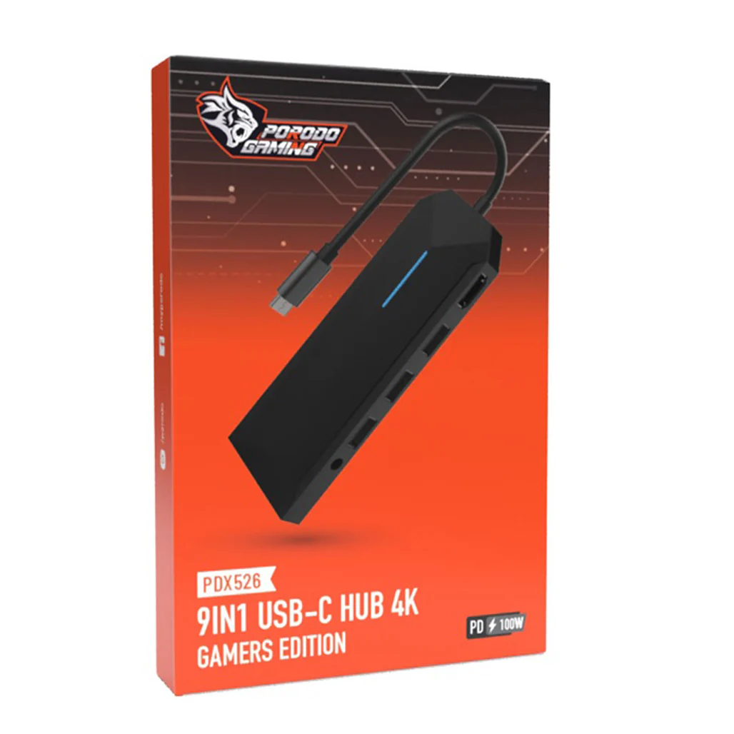 Porodo Gaming PDX526 9-in-1 USB-C Hub 4K Gamers Edition - Image 2