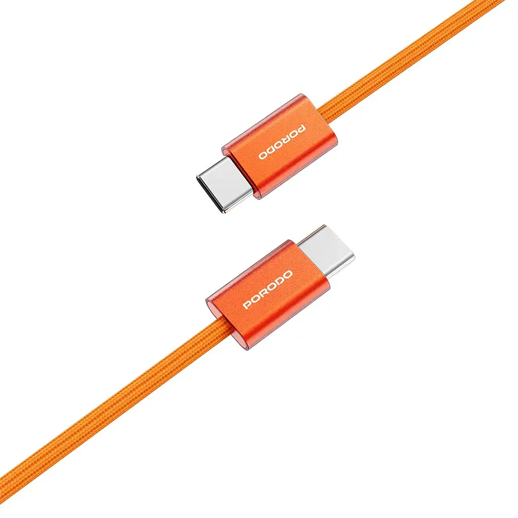 Porodo High-Speed USB-C Braided Cable Charging & Data Transfer - Orange - Image 2