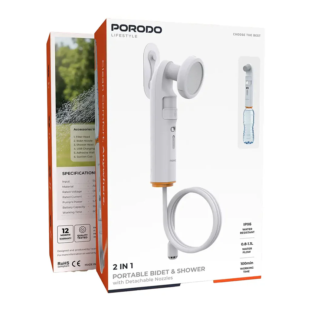 Porodo Lifestyle 2-In-1 Portable Bidet & Shower with Detachable Nozzles - Image 5