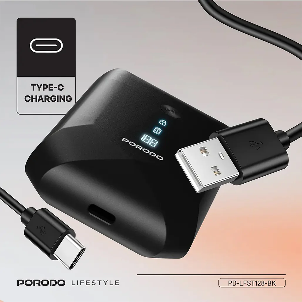 Porodo Lifestyle Dual-Blade Pocket Shaver – Black - PDLFST128BK - Image 2