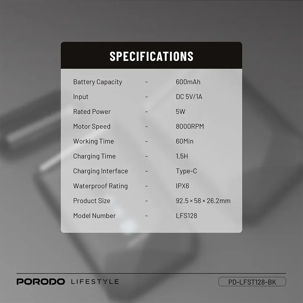 Porodo Lifestyle Dual-Blade Pocket Shaver – Black - PDLFST128BK - Image 7