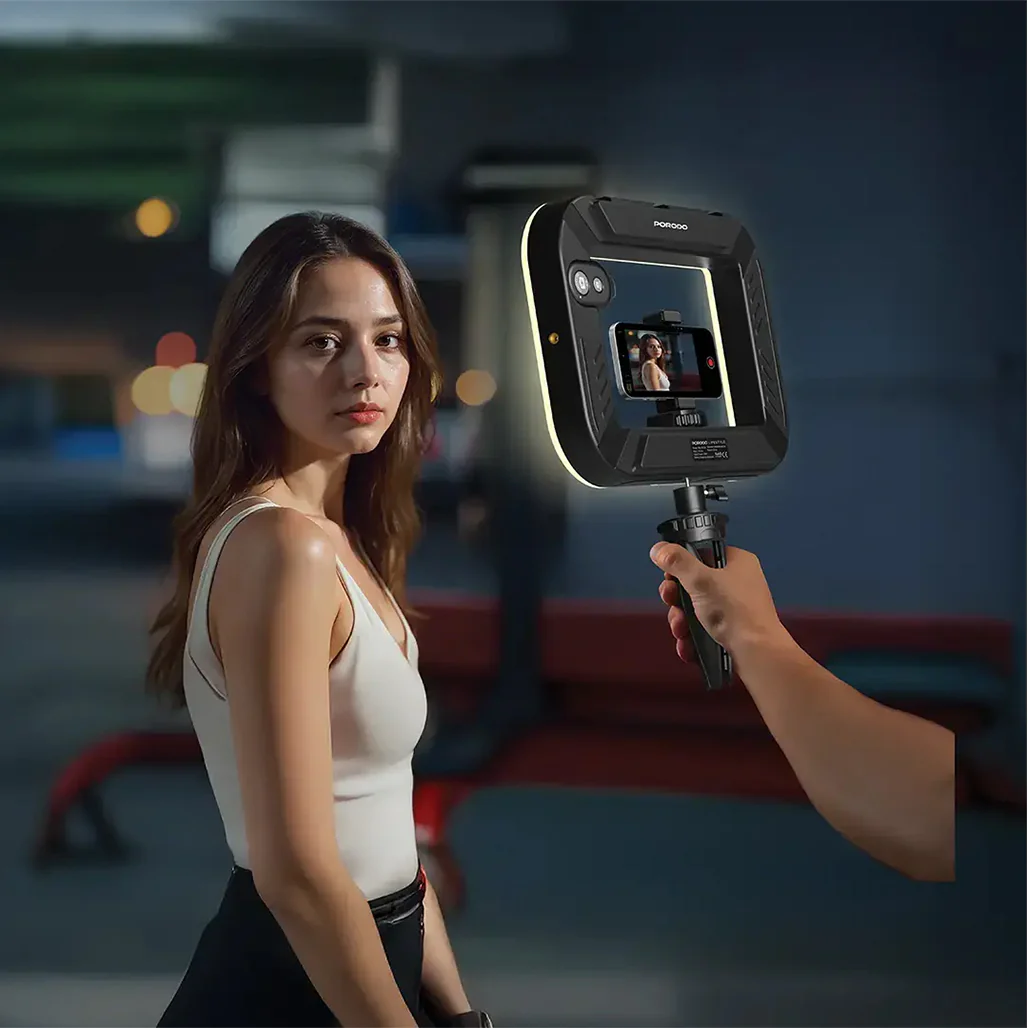 Porodo Lifestyle Handheld Ring Grip Camera & phone vlogging light with Desktop support & Phone clamp - Black - Image 7
