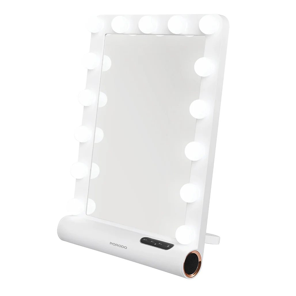 Porodo Lifestyle Hollywood Vanity Lighted Mirror - White/Rose Gold